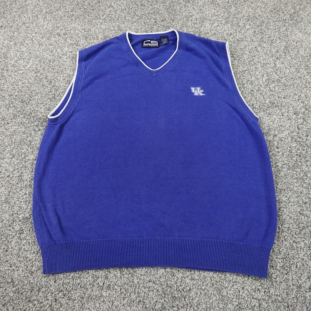 Kentucky Wildcats Vest Mens L‎ Blue Crable Sweater Sweatshirt UK KY College NCAA